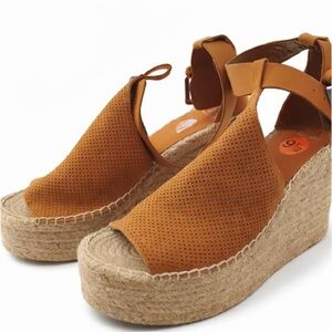 Marc Fisher Tan Espadrille Wedges